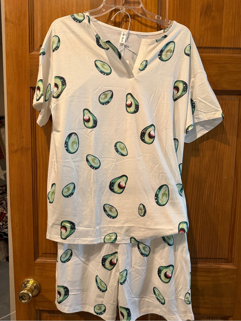 NWT! Sz L  avocado 🥑 Print Pajama Set - White & Green